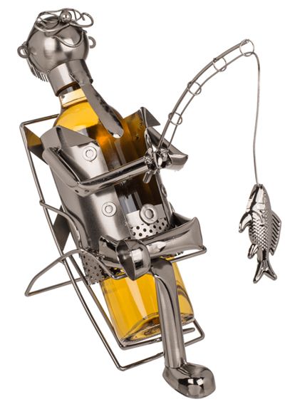 Метална поставка за вино - Fishing man