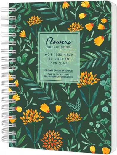 Скицник Drasca Flowers: Далия, A6 60 листа, зелен