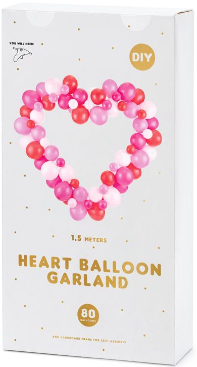Комплект балони PartyDeco - Розов гирлянд сърце