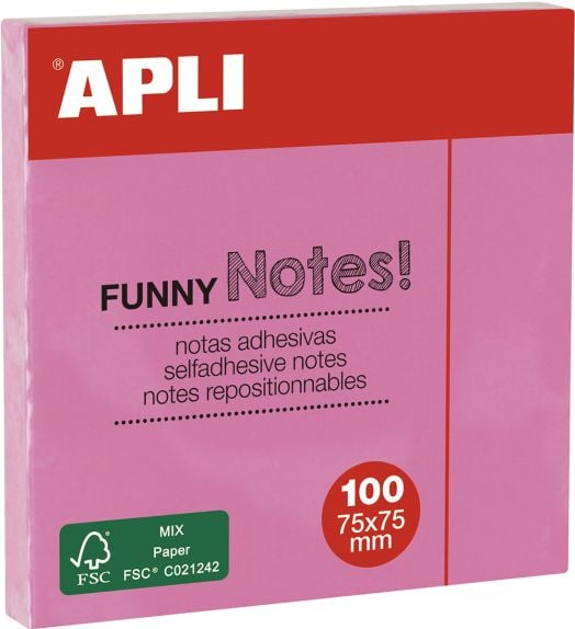 Самозалепващи се листчета Apli, пастелно розови, 100 листа