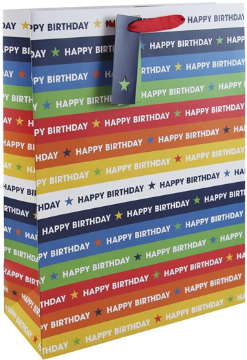 Подаръчна торбичка Eurowrap - Рожден ден райе, голяма