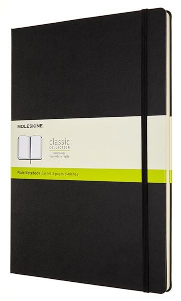 Черен тефтер Moleskine Classic Black в размер A4 с твърди корици и нелинирани листа