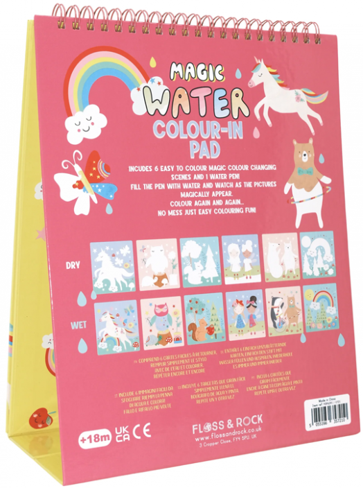 Тефтер за оцветяване с вода Floss & Rock, Magic Colour-in pad, Rainbow Fairy - Феята на Дъгата