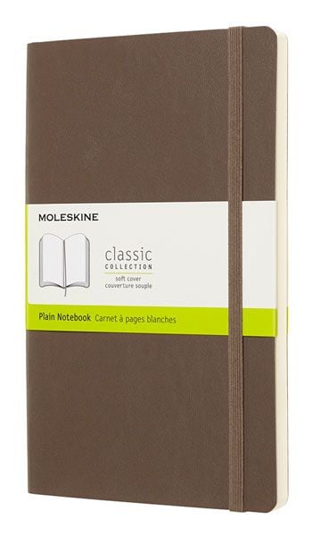 Класически кафяв тефтер Moleskine Classic Earth Brown с меки корици и нелинирани страници