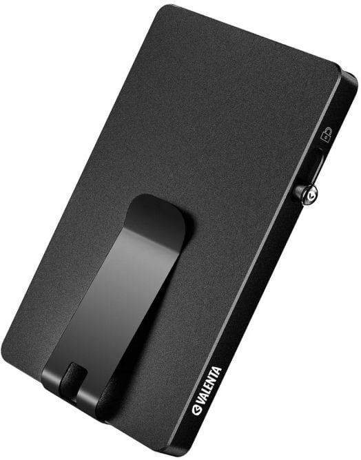 Алуминиев картодържател Valenta MagSafe Money Clip, черен