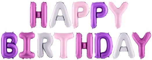 Фолиев балон PartyDeco - Happy Birthday, розов и лилав