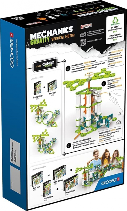 Магнитен конструктор Geomag Mechanics - Вертикален двигател, 183 части