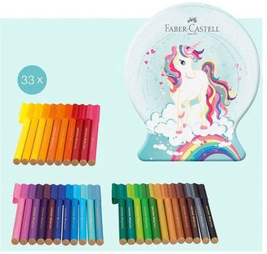 Цветни флумастери Faber-Castell Connector - Eднорог, 33 цвята