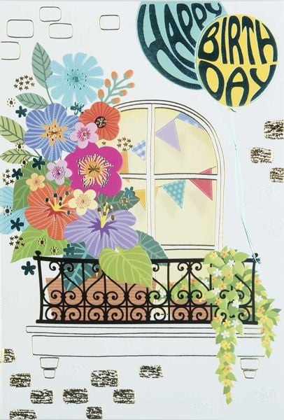 Картичка Busquets за рожден ден: Балкон с цветя