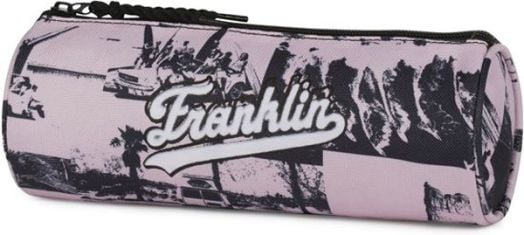 Кръгъл ученически несесер Franklin and Marshall Girls Retro, розов
