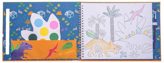 Комплект за рисуване със сухи бои Floss & Rock, My paint pad, Dinosaur - Динозаври