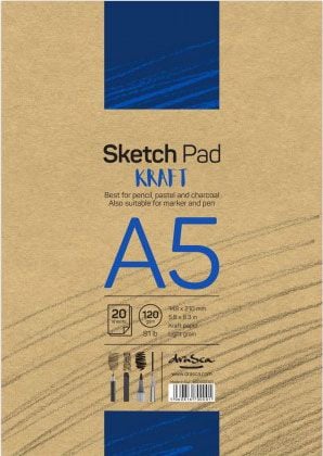 Скицник Drasca Sketch Pad Kraft A5, 20 листа