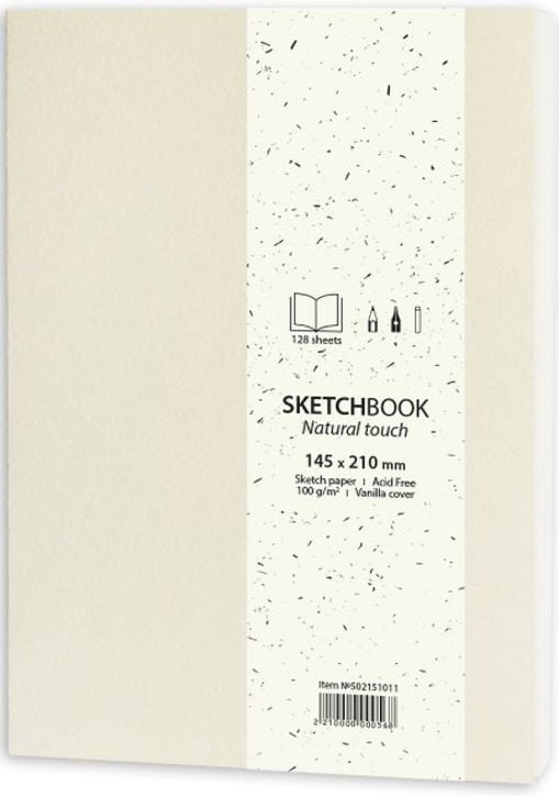 Скицник Drasca Natural Touch A5 128 листа, ванилия - размер 14.5 x 21 см.