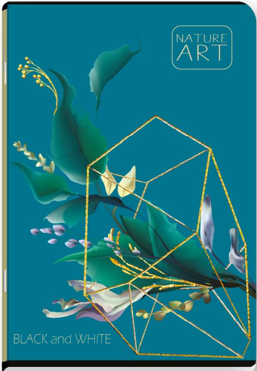 Тетрадка Black & White Nature Art A4, 80 листа - широки редове