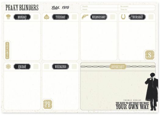 Седмичен планер Peaky Blinders