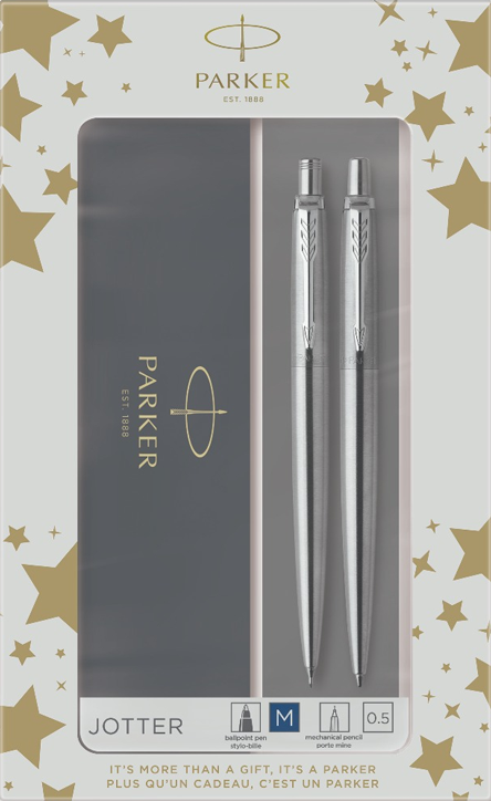 Комплект Parker - Химикалка и автоматичен молив Jotter Stainless Steel