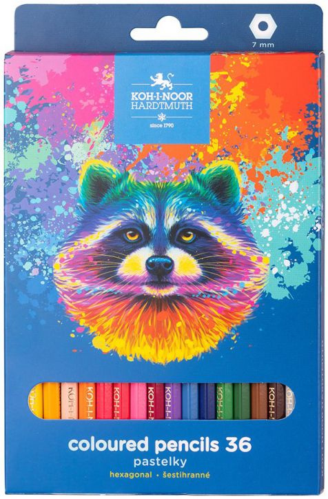 Цветни моливи Koh-I-Noor - Енот, 36 цвята