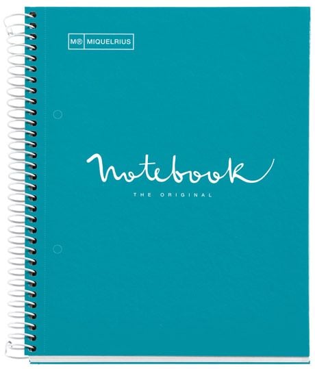 Тетрадка Miquelrius Emotions A5 със спирала, 80 листа на малки квадратчета, синьо-зелена