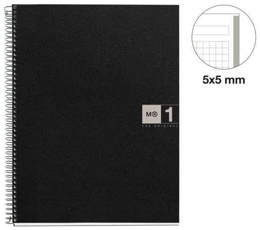 Тетрадка Miquelrius The Original Grey PP А4 със спирала, 80 листа на малки квадратчета