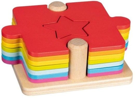 Дървен комплект 2 в 1 Goki - Игра и пъзел