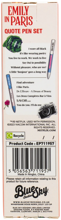 Комплект химикалки с цитати Blue Sky - Emily in Paris