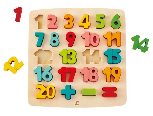 Дървен пъзел Hape - Цифри с поставка