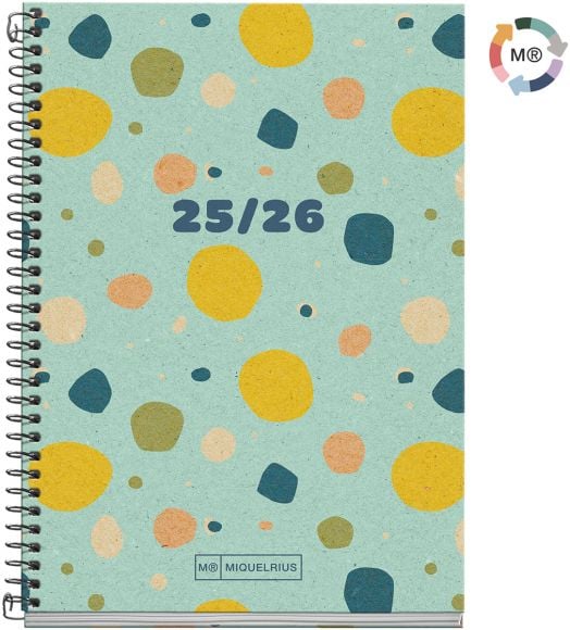 Седмичен тефтер - органайзер Miquelrius Eco Confetti от септември 2025 до юни 2026 г.