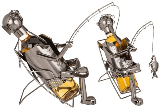 Метална поставка за вино - Fishing man