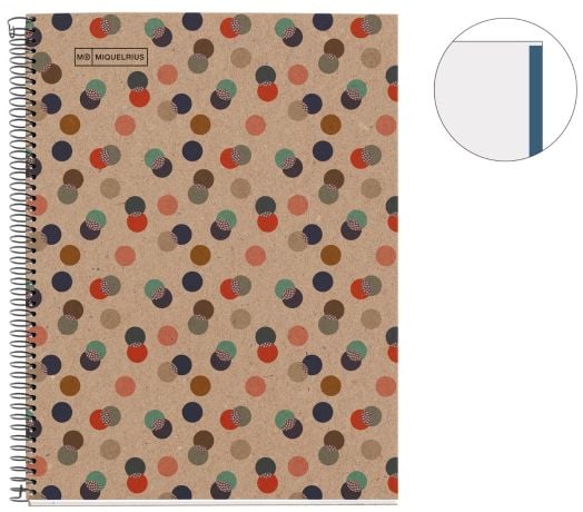 Тетрадка Miquelrius Recycled Eco Confetti А4 със спирала, 80 нелинирани листа