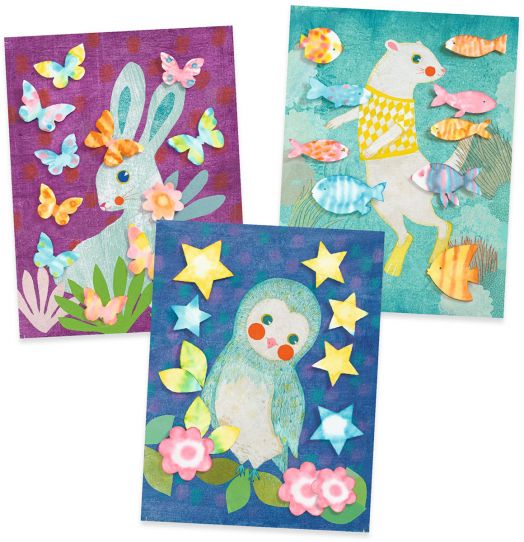 Творчески комплект Djeco - Рисуване с туш горски животни