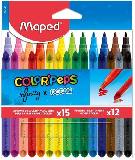 Творчески комплект Maped Color Peps - Infinity, 15 молива + 12 флумастера