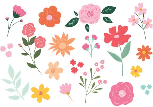 Временни татуировки PartyDeco - Цветя, 19 бр.