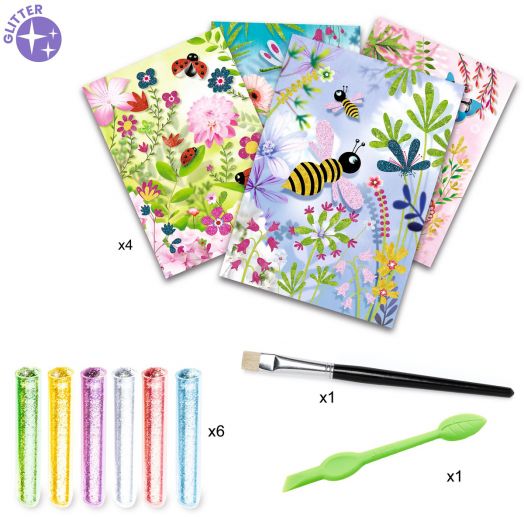 Комплект за рисуване с брокат Djeco - Пеперуди