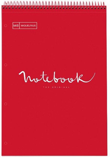 Бележник Miquelrius Reporter Emotions А4 със спирала, 80 листа на малки квадратчета, червен