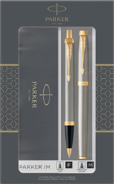 Комплект Parker - Химикалка и ролер Royal IM Brushed Metal GT