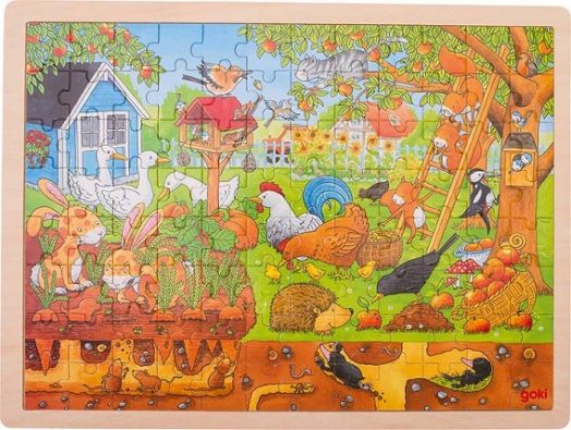 Дървен пъзел Goki - Нашата градина