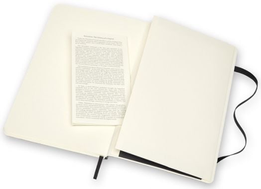 Кожен класически тефтер Moleskine Classic Leather Black с меки корици и листа на широки редове