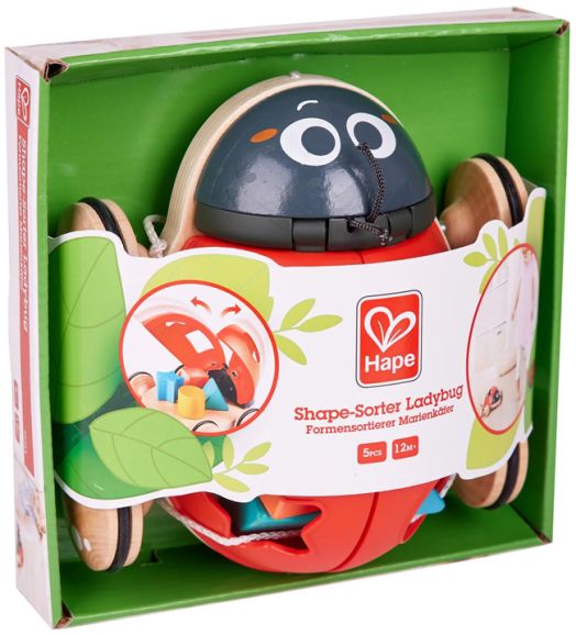 Дървена играчка за дърпане и сортиране Hape - Калинка