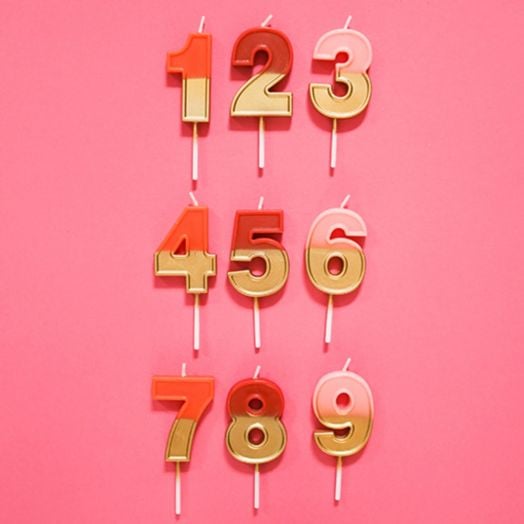 Свещ за рожден ден Folat - Цифра 2, червена и златна