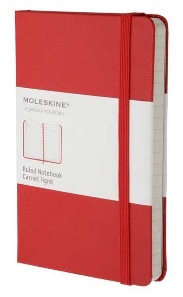 Джобен червен тефтер Moleskine Classic, линиран