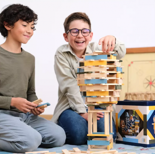 Дървен конструктор Kapla, синя кутия, 120 части