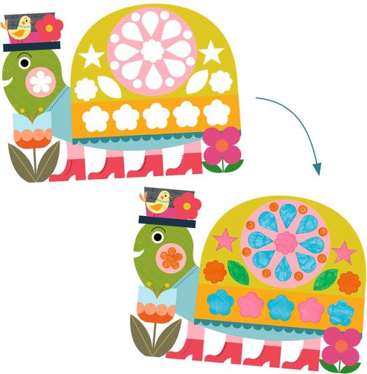 Творчески комплект Djeco - Направи колажи и оцвети с форми