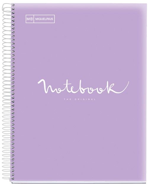 Тетрадка Miquelrius Emotions PVC А5 със спирала, 120 листа на малки квадратчета, лилава