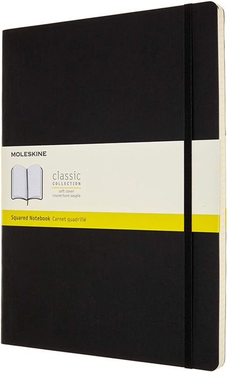 Черен тефтер Moleskine Classic Black A4 с меки корици и листа на квадратчета