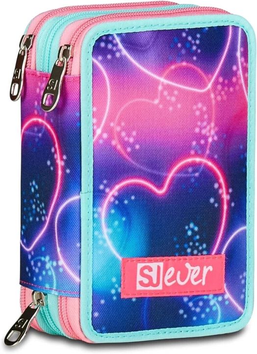 Ученически несесер Seven SJ Ever Multiheart с три отделения, пълен