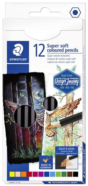 Комплект цветни моливи Staedtler Design Journey Super Soft, 12 цвята