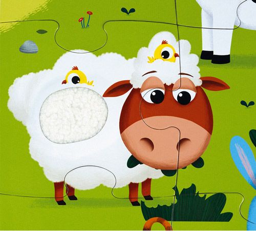 Детски тактилен пъзел Janod - Животни от фермата, 20 части