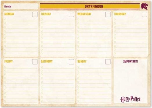 Седмичен планер - пад Harry Potter Gryffindor А4, 52 листа