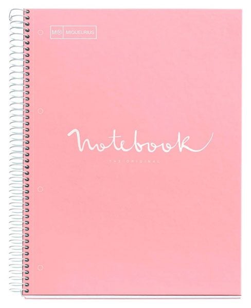 Тетрадка Miquelrius Emotions А4 със спирала, 80 листа на малки квадратчета, розова