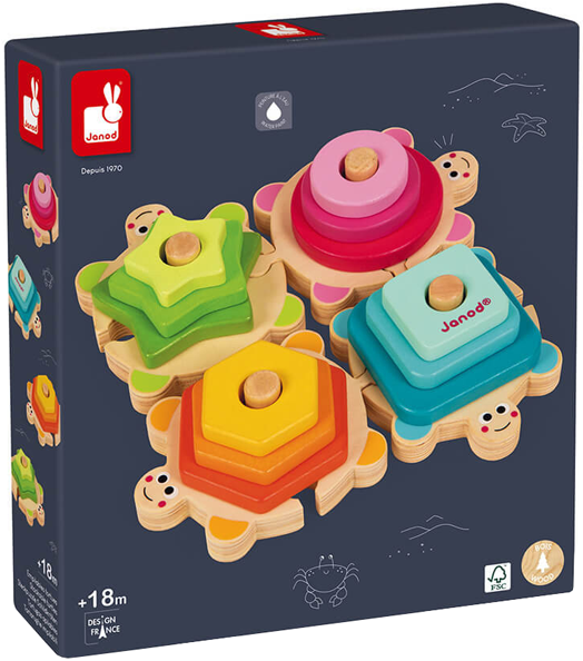 Дървена низанка Janod - Костенурки